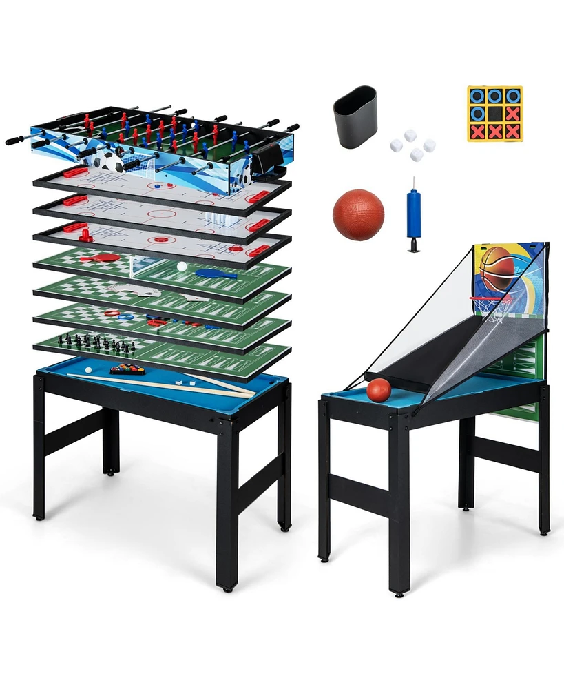 Costway 14-in-1 Combo Game Table Set with Foosball Air Hockey Ping Pong Chess Shuffleboard