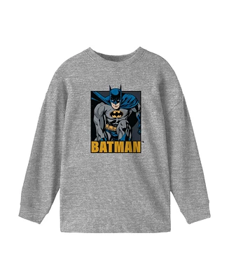 Dc Comics Boys Batman Poster Heather Grey Long Sleeve Shirt