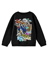 Sonic The Hedgehog Boys Bioworld "Let's Roll" Modern Street Art Youth Black Crew Neck Sweatshirt