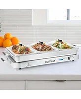 Costway Food Warmer Buffet Server 450W Stainless Steel Electric Warming Tray for Parties