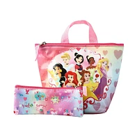 Disney Princesses Backpack With Lunch box set for kids 6 Piece