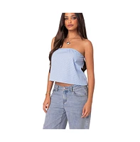 Edikted Women's Toby Striped Tube Top - Blue-and