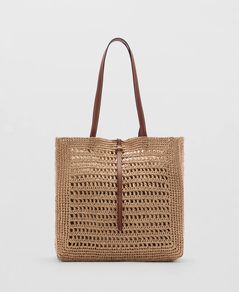 Mango Women's Natural Fiber Shopper Bag