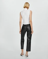 Mango Women's Leather-Effect Straight Trousers