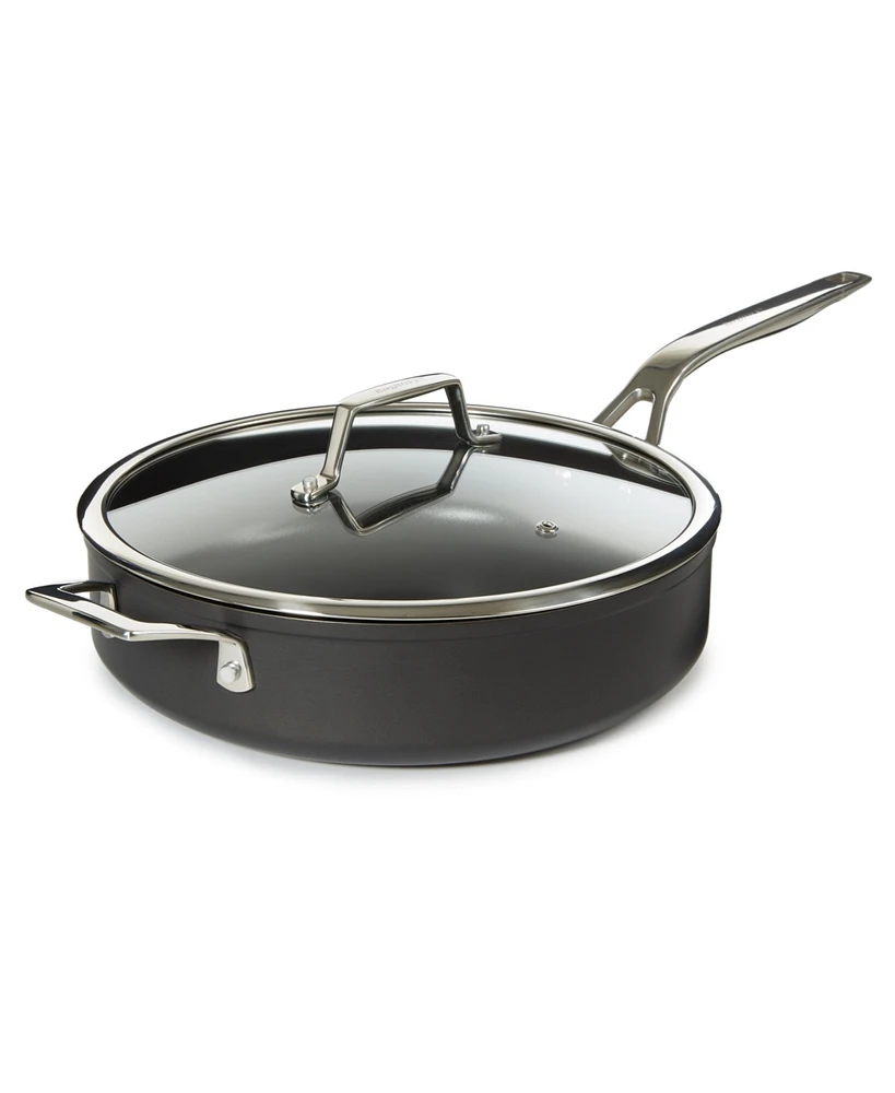 BergHOFF Essentials Non-stick Hard Anodized 11" Deep Skillet 4.3qt. With Glass Lid, Black