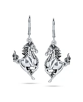 Bling Jewelry Equestrian Equine Gift Cowgirl Dangle Galloping Horse Earrings For Women Sterling Silver Lever back