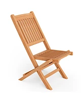 Gymax Indonesia Teak Wood Outdoor Chair Folding Portable Patio Chair w/ Slatted Seat & Back