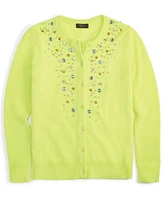 Charter Club Women's Cashmere Embellished Crewneck Cardigan, Created for Macy's