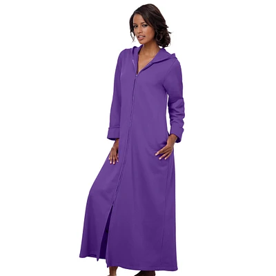 Dreams & Co. Plus Long Hooded Fleece Sweatshirt Robe