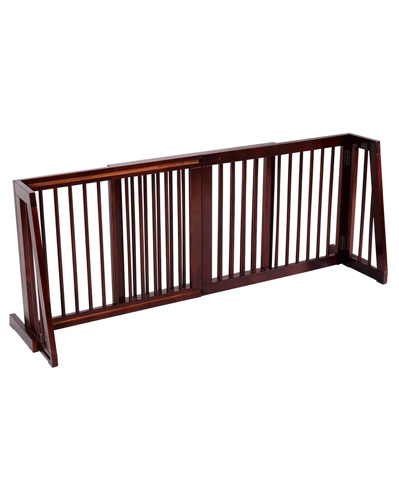 Sugift 30 Inch Configurable Folding 4 Panel Wood Fence