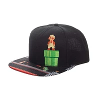 Super Mario Men's Video Game 8-Bit Black Snapback Hat