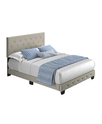 Chloe Linen Upholstered Platform Bed Frame with Adjustable Headboard