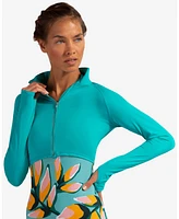 BloqUV Women's Upf 50+ Sun Protective Full Zip Crop Top