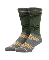 The Legend of Zelda Men's Legend of Zelda Triforce Icon on Olive and Gray Casual Crew Socks