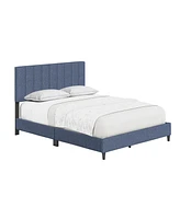 Leah Linen Upholstered Platform Bed Frame with Adjustable Headboard - Boyd Sleep, 13 slat support