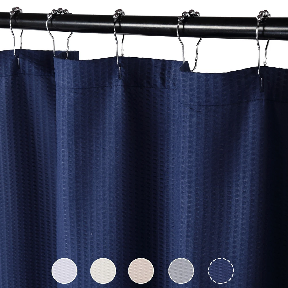 Caromio Soft Embossed Seersucker Microfiber Fabric Shower Curtain or Liner