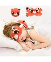 Mirage Luggage Kids 2-in-1 Travel Pillow and Eye Mask Animal Plush Soft Blindfold for Sleeping, Nights