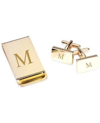 Gold Plated Cufflinks and Money Clip Set