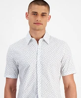 Michael Kors Men's Short Sleeve Button-Front Petal Top Chambray Shirt