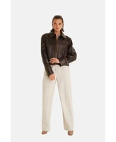 Furniq Uk Women's Brown Leather Jacket