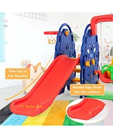 Vebreda 3-in-1 Junior Children Freestanding Design Climber Slide Swing Seat Basketball Hoop