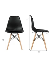 4 Pieces Modern Armless Dining Chair Set with Wood Legs