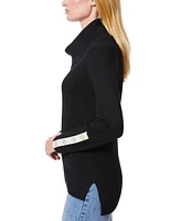 Melissa Paige Women's Petite Contrast-Cuff Cowlneck Sweater