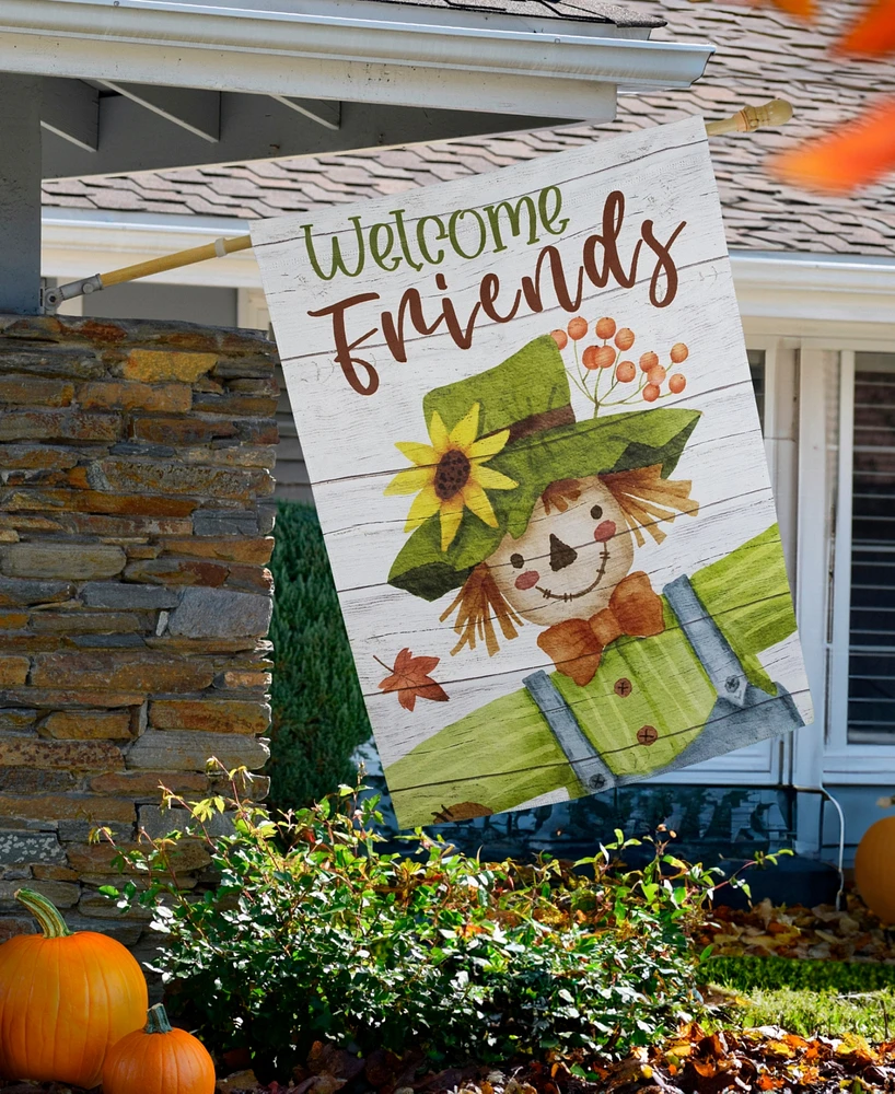 Northlight Scarecrow "Welcome Friends" Fall Harvest Outdoor House Flag - 40" x 28"