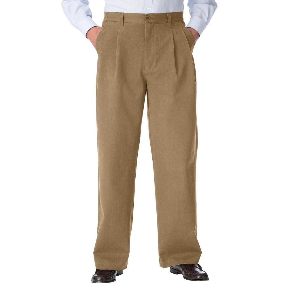 KingSize Men's Big & Tall Wrinkle-Free Double-Pleat Pant With Side-Elastic Waist