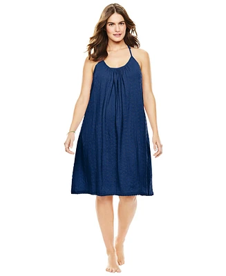 Dreams & Co. Plus Breezy Eyelet Short Nightgown