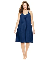 Dreams & Co. Plus Breezy Eyelet Short Nightgown