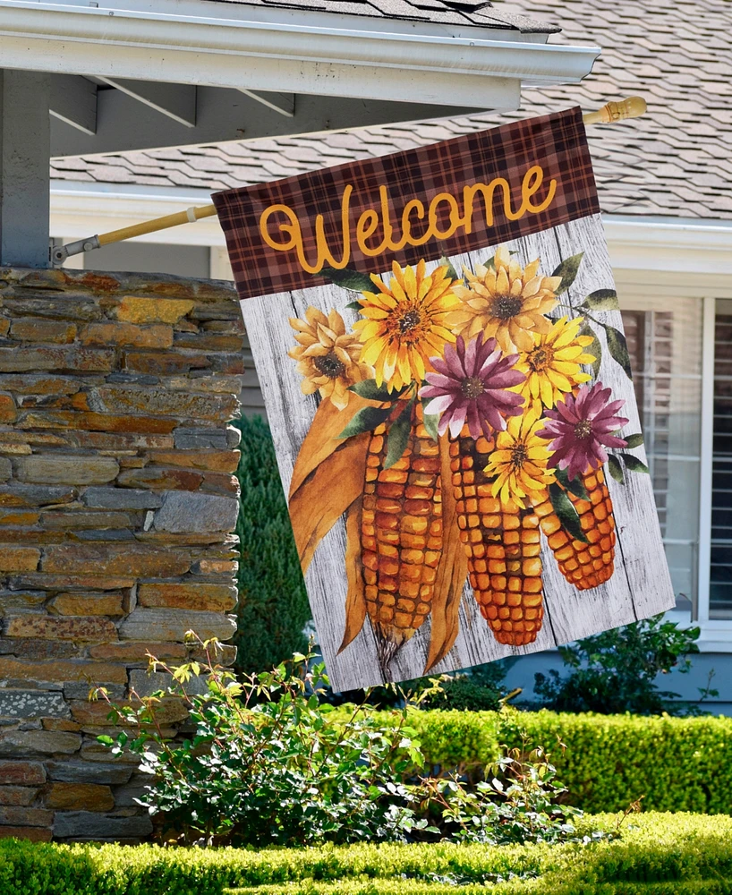 Northlight Indian Corn "Welcome" Fall Harvest Outdoor House Flag - 40" x 28"