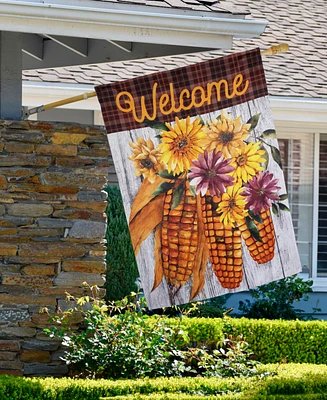 Northlight Indian Corn "Welcome" Fall Harvest Outdoor House Flag - 40" x 28"