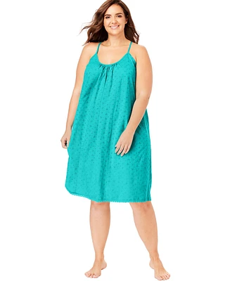 Dreams & Co. Plus Breezy Eyelet Short Nightgown