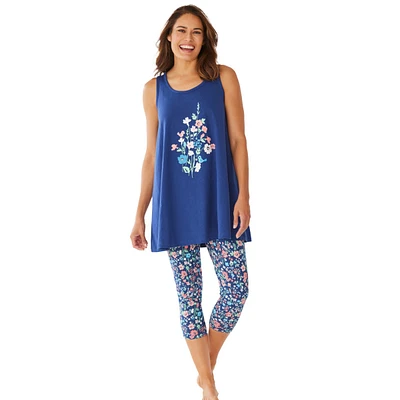 Dreams & Co. Plus Scoopneck Tank Capri Legging Pj Set