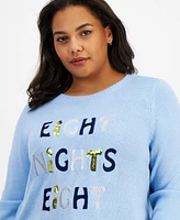 Holiday Lane Plus Eight Nights Lights Sweater, Created for Macy's