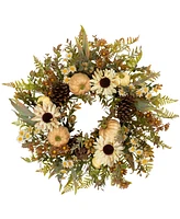 Northlight Sunflowers and Pumpkins Artificial Fall Harvest Wreath - 28" - Unlit