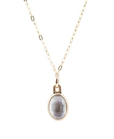 Barse Etta Genuine Black Mother of Pearl Oval Pendant Necklace