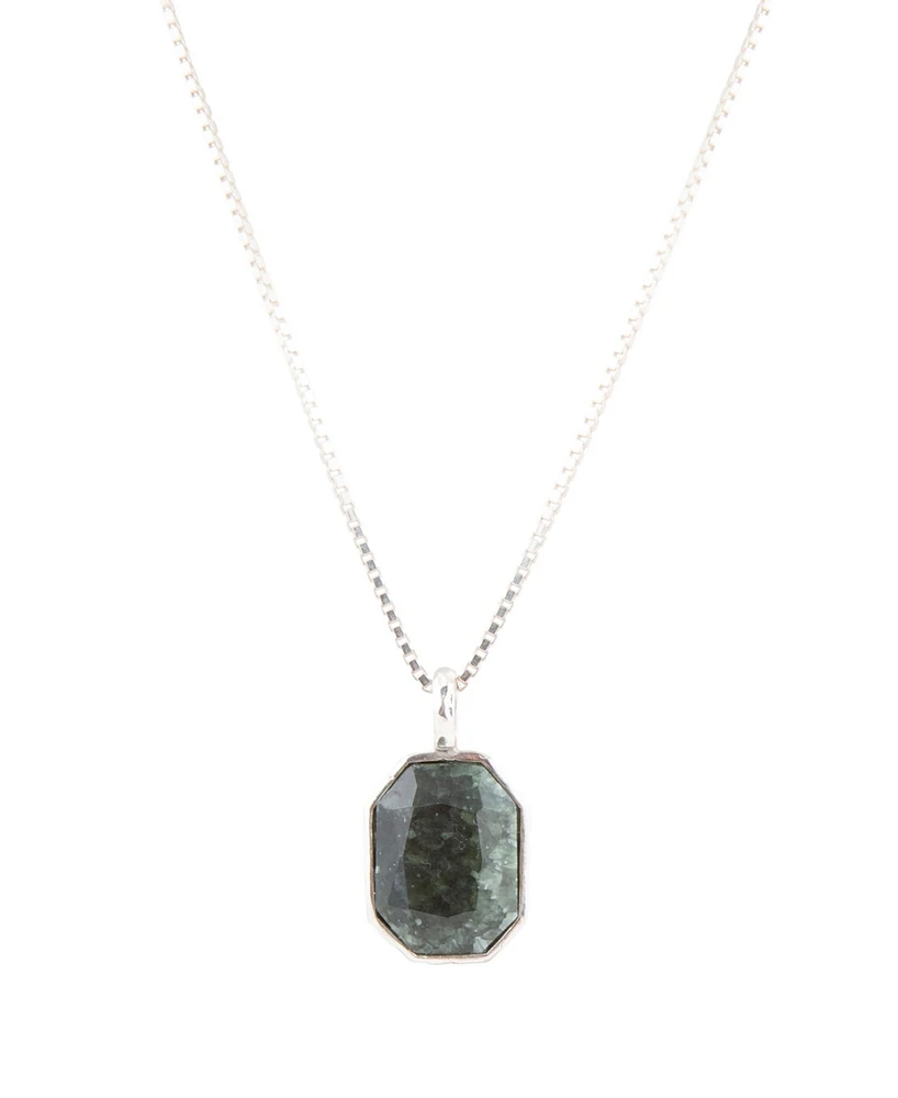 Barse Hammered Genuine Seraphinite Abstract Pendant Necklace