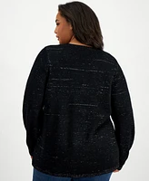 Holiday Lane Plus Appliqued Sweater, Created for Macy's