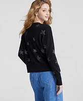 Charter Club Women's Embellished Star Long-Sleeve 100% Cashmere Sweater, Created for Macy's