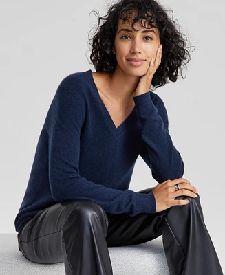 Charter Club 100% Cashmere Women's V-Neck Long-Sleeve Sweater, Regular & Petites, Created for Macy's