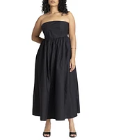 Eloquii Plus Poplin Fit And Flare Maxi Dress