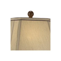 Regency Hill Traditional Style Table Lamp 28.5" Tall Carved Two Tone Brown Urn Shaped Ball Beige Fabric Rectangular Shade for Living Room Bedroom Hous