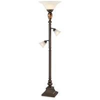 Kathy Ireland Mulholland Rustic Vintage like Tree Torchiere Floor Lamp Standing 72" Tall Bronze Tortoise Shell Font Frosted Glass Shade for Living Roo