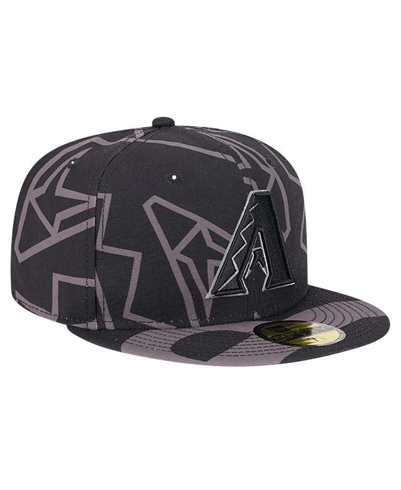 New Era Men's Black Arizona Diamondbacks Logo Fracture 59FIFTY Fitted Hat