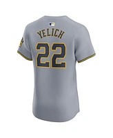 Nike Men's Christian Yelich Gray Milwaukee Brewers Road Elite Player Jersey