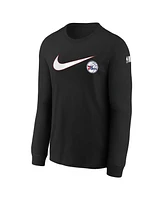 Nike Big Boys and Girls Black Philadelphia 76ers Swoosh Long Sleeve T-Shirt