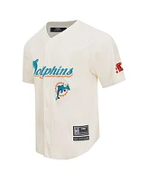 Pro Standard Men's Cream Miami Dolphins Retro Classic Mesh Button-Up Shirt