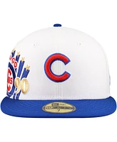 New Era Men's White/Royal Chicago Cubs Major Sidepatch 59FIFTY Fitted Hat